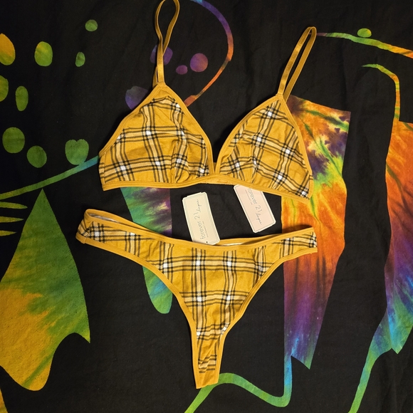 Forever 21 Mustard Plaid Bikini Bottoms - Picture 1 of 7